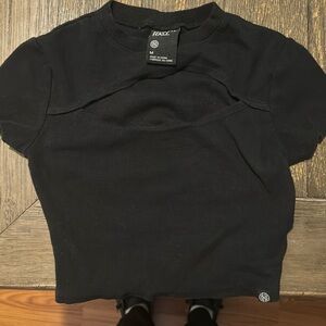 Black crop top w/ a cut out